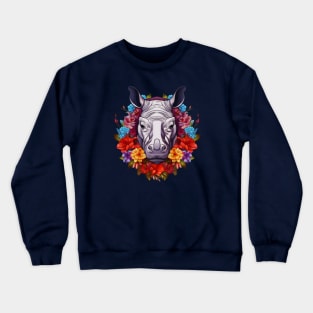 Honorable Javan Rhino and Floral Aesthetic Crewneck Sweatshirt